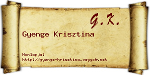 Gyenge Krisztina névjegykártya